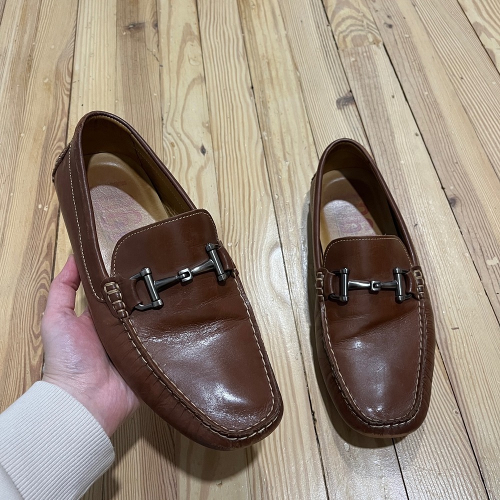 1901 Bit Driving Loafers Mens 10.5 M Brown Leather Moc Toe Slip On Shoes M06516